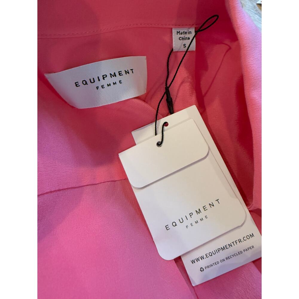 Equipment Femme OTY Oversized Silk Button Up Shirt Pink S - Picture 8 of 9